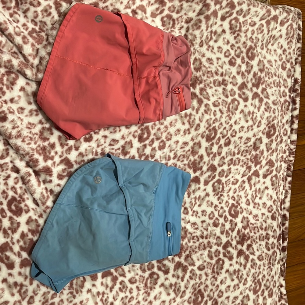 2 pack! Lululemon speed up shorts. Size 2, 2.5”! Only $58 for both!! Pink, blue!
